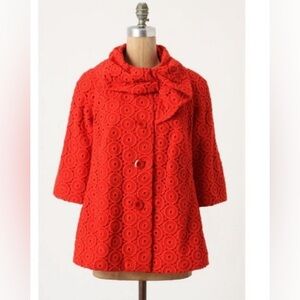 Anthropologie Tabitha Red Swing Coat Medium